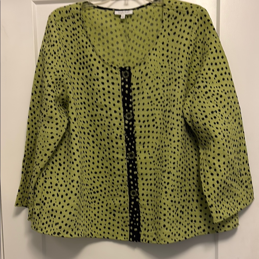 Habitat Green and Black Polka Dot Top